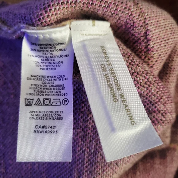 NWT Ann Taylor Preppy Tan & Pink Boyfriend Cardigan Sweater Sz L - Picture 12 of 12